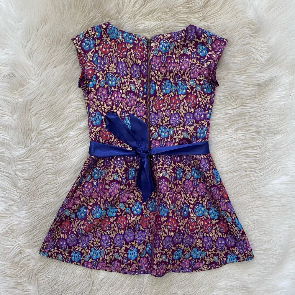 American Girl Fancy Holiday Dress Like Your Doll Purple Gold Metallic Brocade